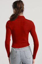 Load image into Gallery viewer, Ruched Button Up Long Sleeve T-Shirt