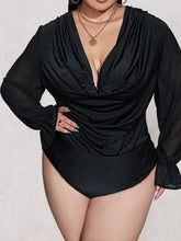 Load image into Gallery viewer, Plus Size Sexy Plunge Long Sleeve Bodysuit