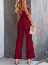 Load image into Gallery viewer, Lace V-Neck Spaghetti Strap Jumpsuit