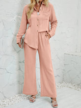 Load image into Gallery viewer, Textured Button Up Shirt and Pants Set