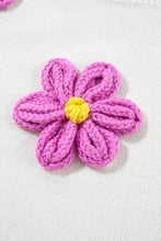 Load image into Gallery viewer, Crochet Flower Round Neck Long Sleeve Sweater