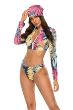 Load image into Gallery viewer, Printed Zip Up Three-Piece Swim Set