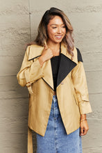 Load image into Gallery viewer, Tie Waist Lapel Collar Trench Coat