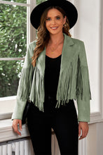 Load image into Gallery viewer, Fringe Trim Lapel Collar Cropped Blazer