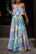 Load image into Gallery viewer, Slit Printed Tube Maxi Dress