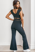 Load image into Gallery viewer, Ruched Cutout Tank and Slit Pants Set