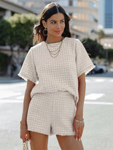 Load image into Gallery viewer, Raw Hem Round Neck Top and Shorts Set