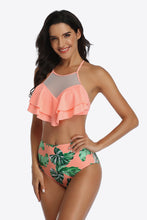 Load image into Gallery viewer, Tropical Print Ruffled Two-Piece Swimsuit