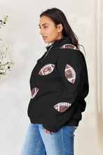 Load image into Gallery viewer, Full Size Sequin Football Half Zip Long Sleeve Sweatshirt