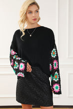 Load image into Gallery viewer, Crochet Round Neck Long Sleeve Knit Top