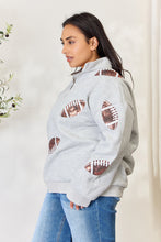 Load image into Gallery viewer, Full Size Sequin Football Half Zip Long Sleeve Sweatshirt