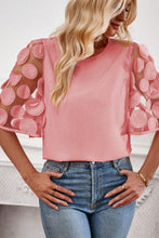 Load image into Gallery viewer, Applique Round Neck Half Sleeve Blouse