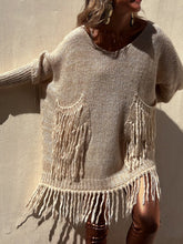 Load image into Gallery viewer, Fringe Detail Long Sleeve Sweater with Pockets