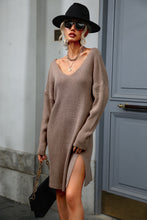 Load image into Gallery viewer, Woven Right Rib-Knit V-Neck Sweater Dress