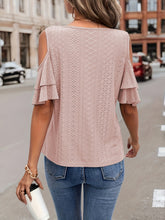 Load image into Gallery viewer, Eyelet V-Neck Cold Shoulder Blouse