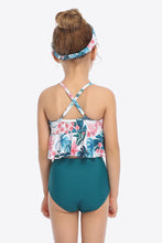 Load image into Gallery viewer, Botanical Print Crisscross Ruffled Two-Piece Swim Set