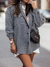 Load image into Gallery viewer, Houndstooth Button Up Dropped Shoulder Jacket