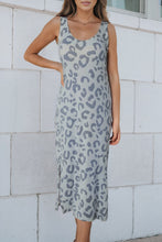 Load image into Gallery viewer, Leopard Sleeveless Slit Midi Dress