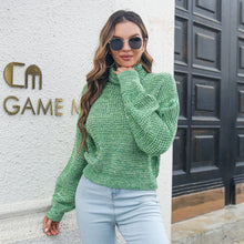 Load image into Gallery viewer, Heathered Balloon Sleeve Turtleneck Sweater