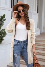 Load image into Gallery viewer, Open Front Dropped Shoulder Pocket Longline Cardigan