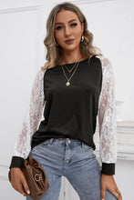 Load image into Gallery viewer, Lace Long Sleeve Contrast Top