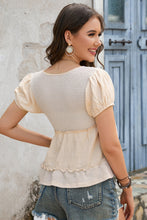 Load image into Gallery viewer, Deep V Frill Trim Babydoll Blouse