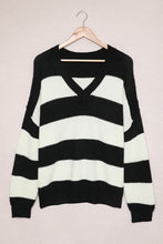 Load image into Gallery viewer, Plus Size Striped V-Neck Sweater