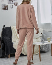 Load image into Gallery viewer, Dropped Shoulder Teddy Lounge Set