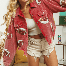 Load image into Gallery viewer, Dropped Shoulder Football Print Jacket