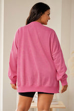 Load image into Gallery viewer, Plus Size Santa Graphic Round Neck Long Sleeve Slit Sweatshirt