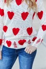 Load image into Gallery viewer, CY Fashion Full Size Heart Pattern Distressed Knit Top