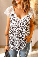 Load image into Gallery viewer, DIBS 3978 Printed Spliced Lace Scalloped V-Neck Blouse