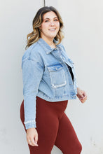 Load image into Gallery viewer, Andree by Unit Full Size Pearl Trim Cropped Denim Jacket
