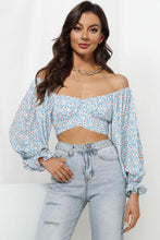Load image into Gallery viewer, Printed Long Flounce Sleeve Cropped Blouse