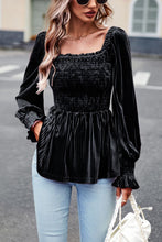 Load image into Gallery viewer, Smocked Square Neck Long Sleeve Blouse