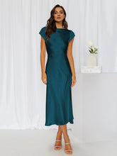 Load image into Gallery viewer, Round Neck Cap Sleeve Midi Dress