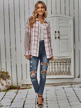Load image into Gallery viewer, Plaid Button Down Curved Hem Shacket