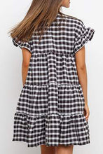 Load image into Gallery viewer, Ruffled Plaid Tiered Swing Dress