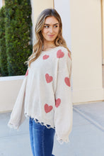 Load image into Gallery viewer, ADORA Full Size Heart Round Neck Distressed Sweater