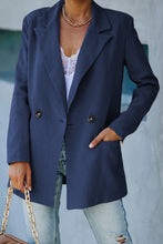 Load image into Gallery viewer, Double Take Double-Breasted Padded Shoulder Blazer with Pockets