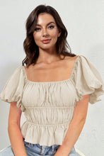 Load image into Gallery viewer, Square Neck Balloon Sleeve Cropped Blouse