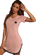 Load image into Gallery viewer, Heart Graphic Lace Trim Night Dress