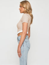 Load image into Gallery viewer, Contrast Trim Pointed Hem Ribbed Crop Top