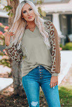 Load image into Gallery viewer, Leopard Waffle Knit Notched Neck Top