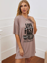 Load image into Gallery viewer, Printed Round Neck Half Sleeve T-Shirt Dress