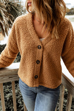Load image into Gallery viewer, V-Neck Button Front Teddy Cardigan