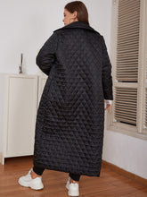 Load image into Gallery viewer, Plus Size Snap Front Lapel Collar Quilted Duster Coat