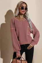 Load image into Gallery viewer, Contrast Stitching Waffle Top