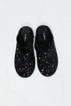 Load image into Gallery viewer, Forever Link Sequin Faux Fur Slipper in Black