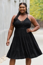 Load image into Gallery viewer, White Birch Full Size Metallic Crochet Lace Detail Midi Dress